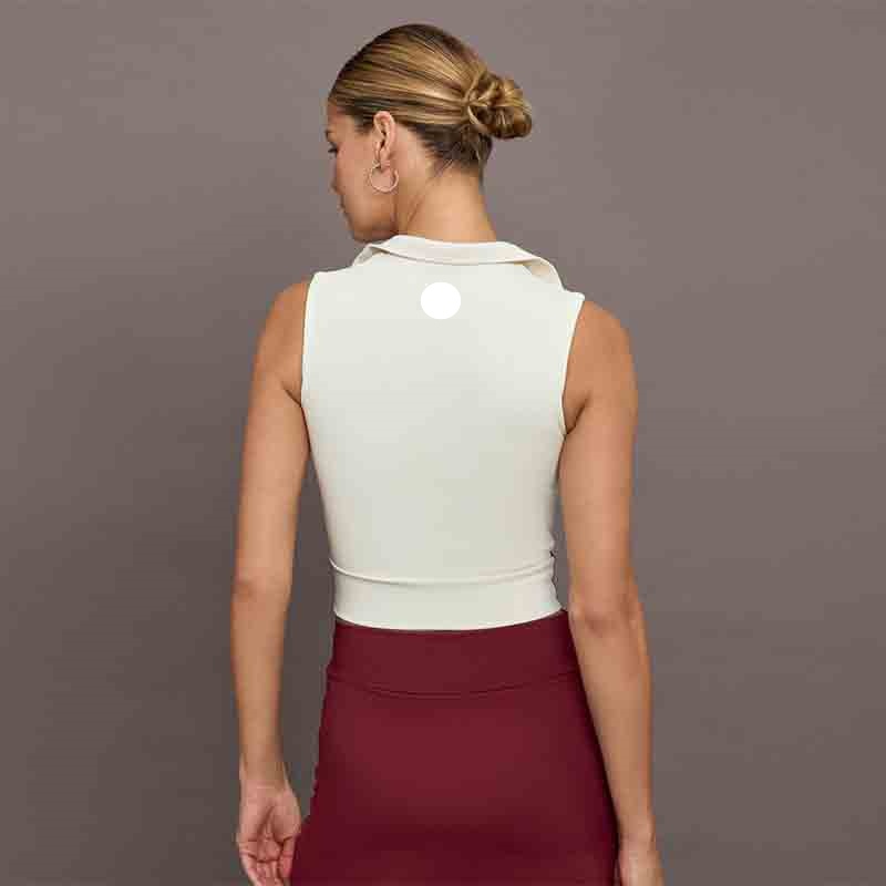 2025-- POLO Neck Sports Vest Splicing Contrast Yoga Clothes Women's Exposure-proof Dance Fitness Wave Tennis Skirt