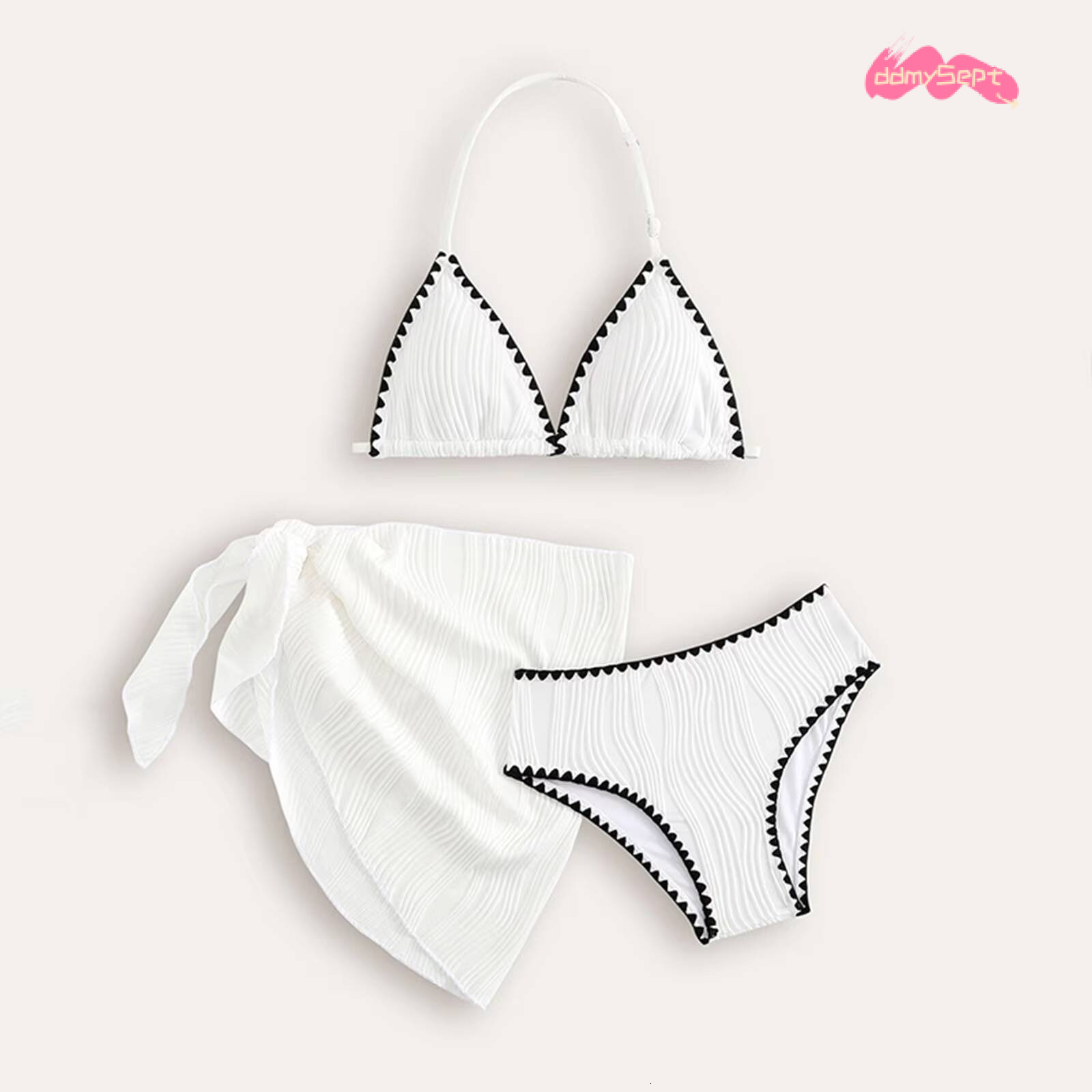 Teen Swimsuits Fashion Striped Cutout Tween 3 Piece Swimwear Kids Beach Bathing Suits Bikini Set Girls Swimsuit ddmysept