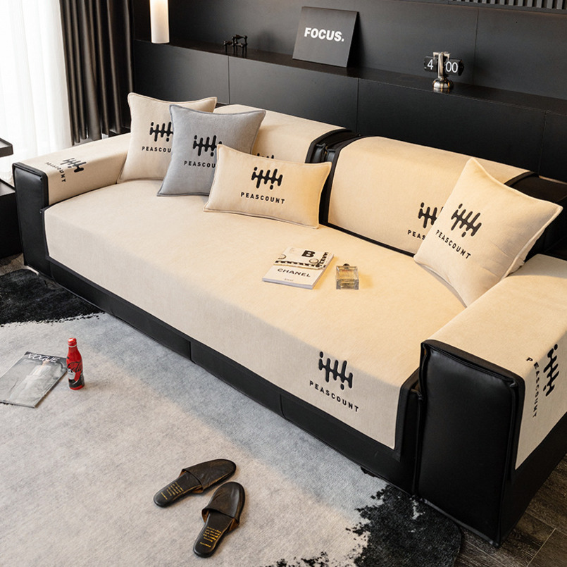 Trendy Chenille All-Season Non-Slip Anti-Slip Straight Row Seat Cushion Sofa Cover Slipcover