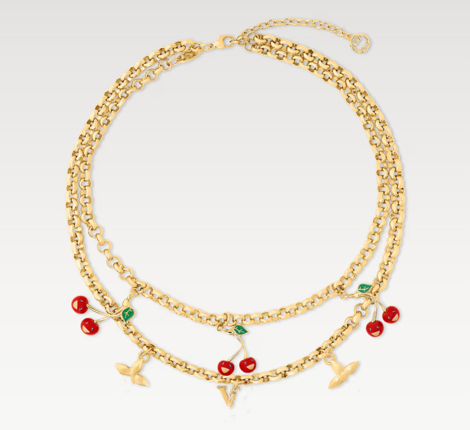 Designer necklace With BOX New Popular Women CERISE Pendant Necklaces Red Cherry 18K Gold Plated Fashion Choker Necklace For Girls Wedding Engagement 