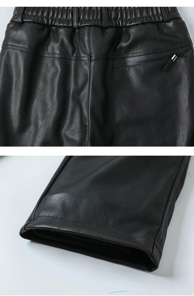 Men's Multi Pockets Motorcycle Soft Waterproof Windproof Biker Workwear PU Faux Leather Cargo Pants y250614