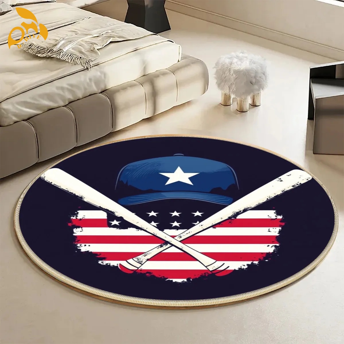 free shipping of customized dirt-resistant Round flannel floor mat with exquisite patterns from US