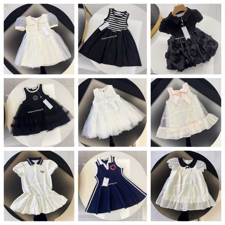 The designer's new summer girls' lace-up princess dress, fashionable baby vest and mesh fabric dress in 2025 A1