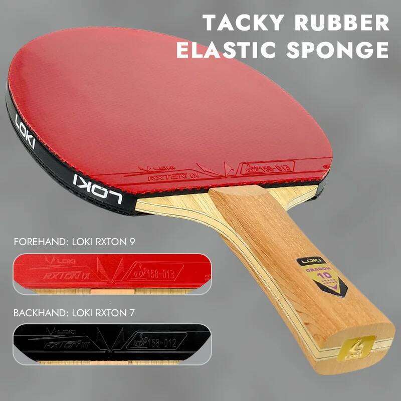 LOKI DRAGON 10 STAR Table Tennis Racket Professional 5 Wood 2 ALC Ping Pong Paddle Bat Carbon Blade with FH 9 & BH RXTON 7