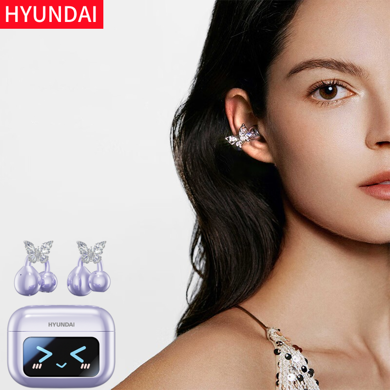 HYUNDAI Headphones Bow Butterfly Earrings Fashion Design Earphones TWS Bluetooth HiFi Sound Quality Earbuds For Android IOS labubu M100