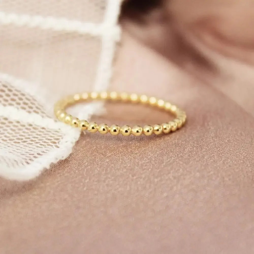 1/3pcs Mariasz Minimalist Dainty Thin Stackable Bead Ball Ripple Ring Stainless Steel Gold Color Delicate Jewelry For Women 250618