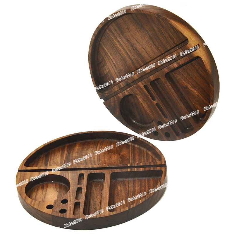 Round Shape Wooden Rolling Tray Household Smoking Accessories With Groove Diameter Tobacco Roll Trays Cigarette 21.8*21.8CM