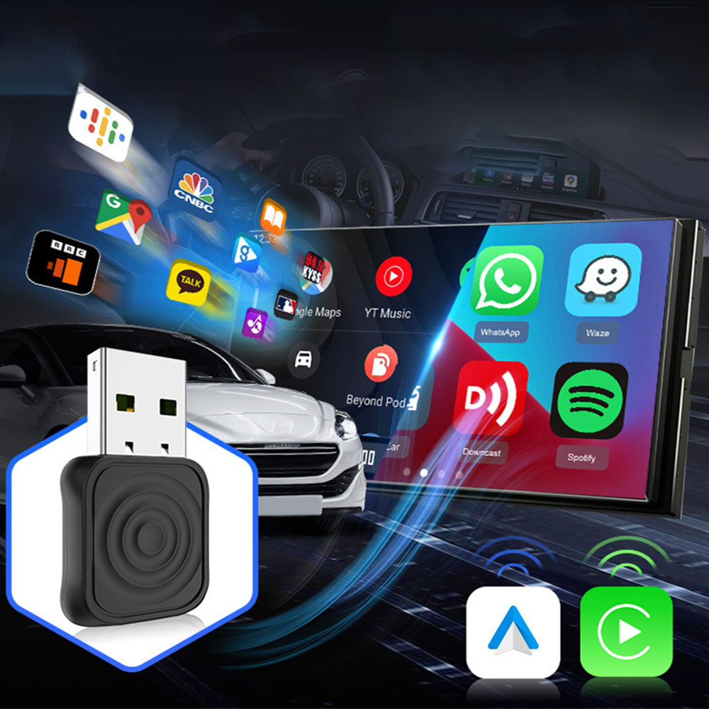 Wireless CarPlay Android Auto Adapter, Plug & Play Universal Fit Dongle For 2000+ Cars. lPhone Android BT WlFl Netflix Youtube Google Maps for car By 