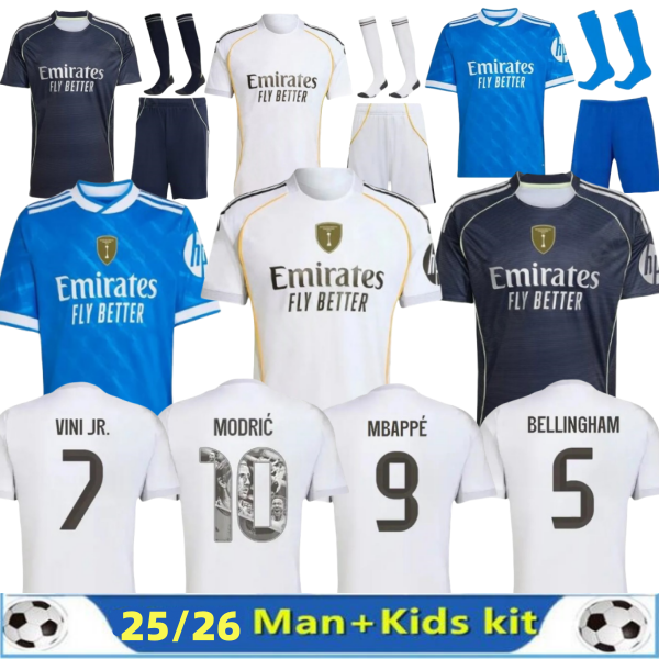 2025 2026 BELLINGHAM mbappe soccer jerseys VINI JR VALVERDE MODRIC Child Football jersey kit 25 26 CAMAVINGA realmadrid Children Kids Shirt Madrids kits Camiseta