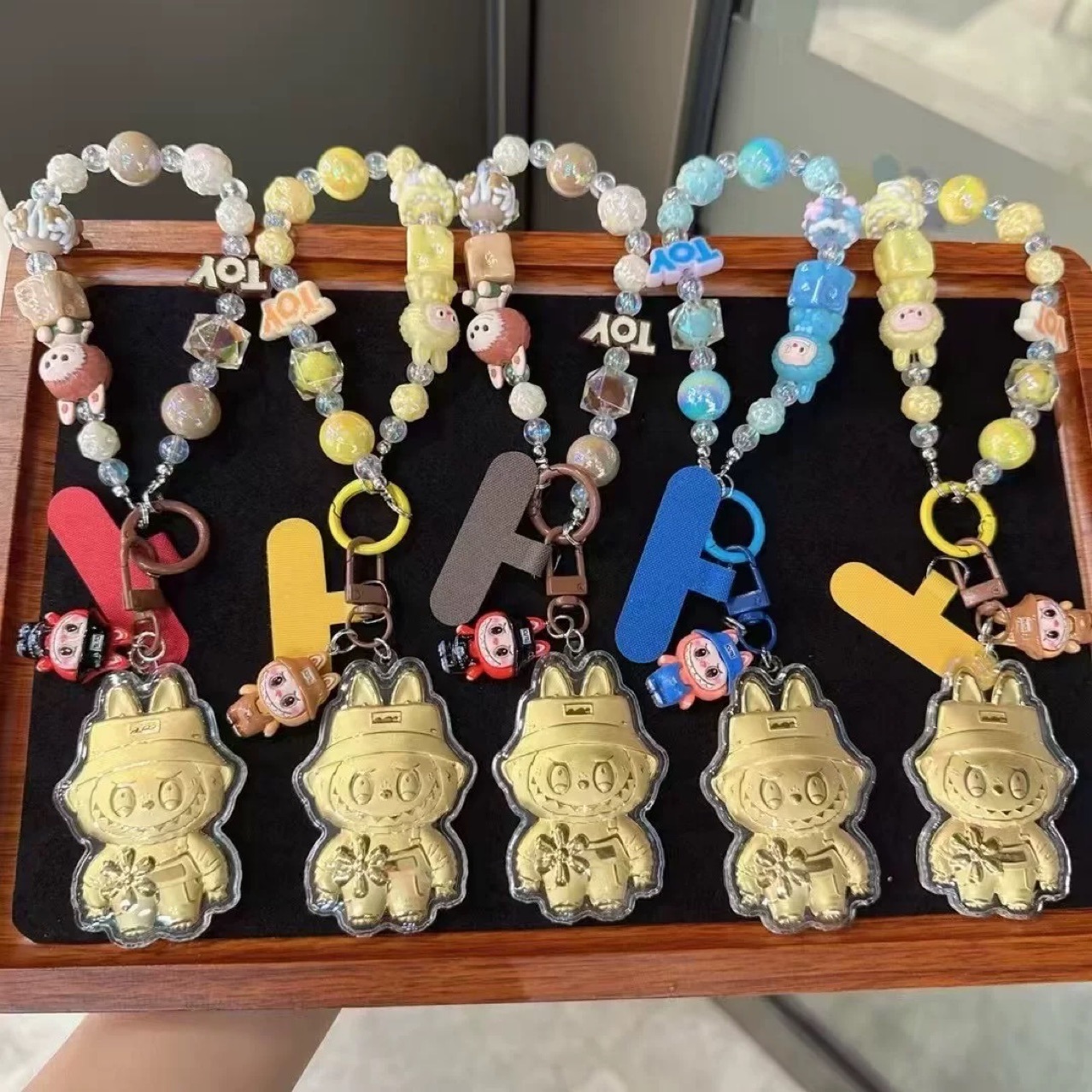 2025 New Cartoon Keychains Doll Lanyards for Keys 999 Pure Gold Bag Pendant Gift Bead Chain Phone Chain Bag Pendant Keychain Gift