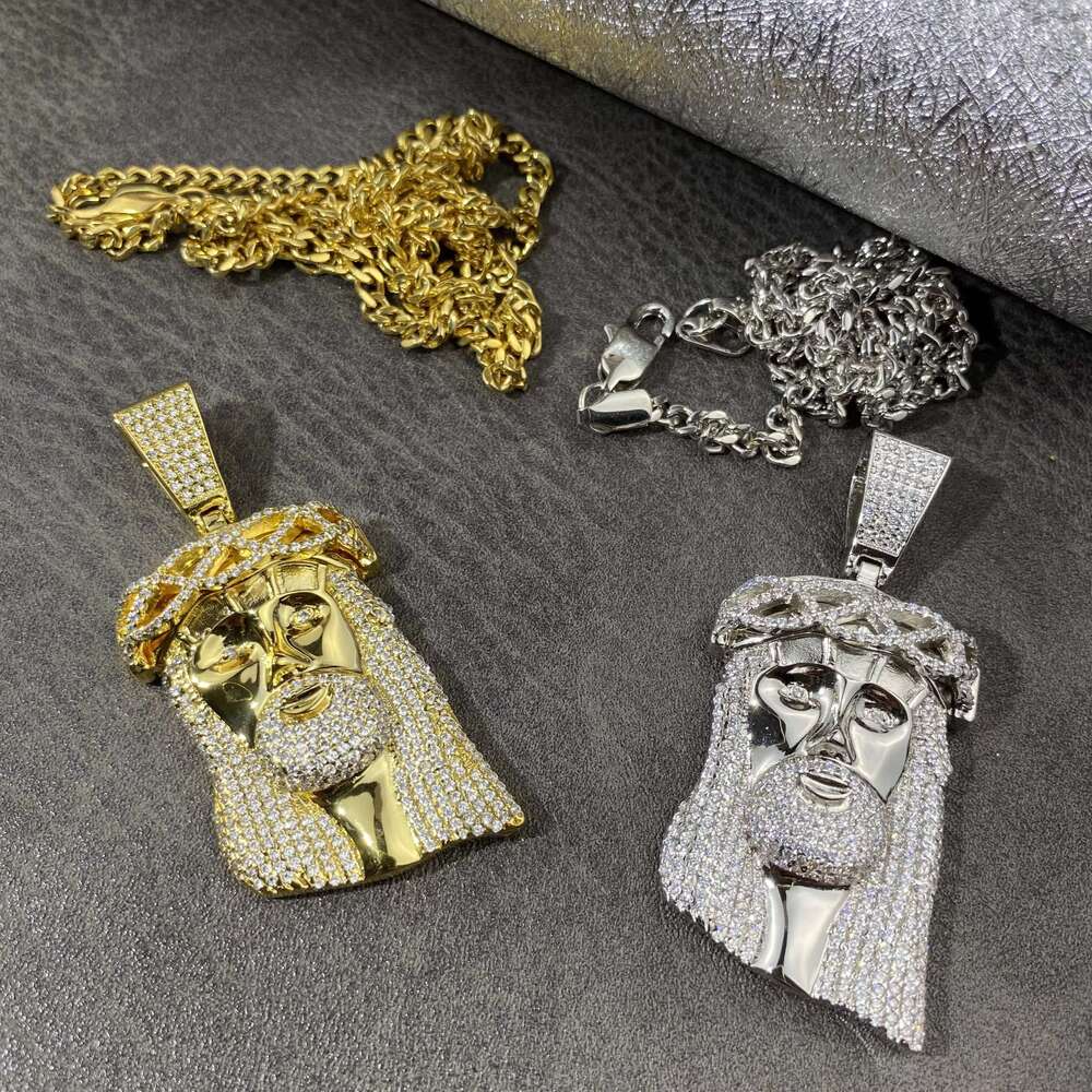High Quality Jesus Face Iced Out Pendant Hip Hop Jewelry Men Jesus Head Necklace