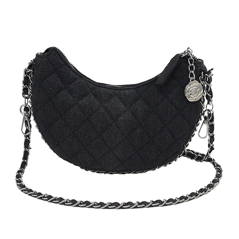 Handbag - Women's popular crossbody bag, niche summer casual versatile casual, world-class diamond grid chain crossbody bag, women's denim h