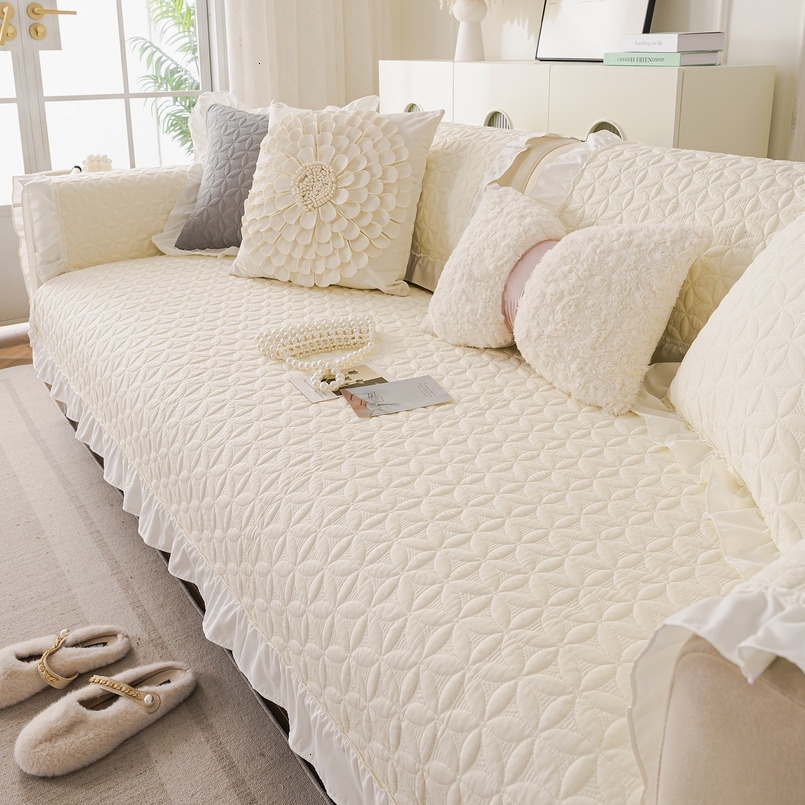 Korean Style Washed Cotton All-Season Fabric Non-Slip High-End Seat Cushion Nordic Simple Sofa Cover Slipcover