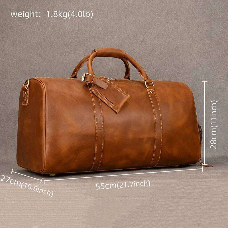 Fashion Vintage Leather Travel Hand Lages Men's Duffle Handbags Travelling Business Tote Brand Designer Bag For Men Gift