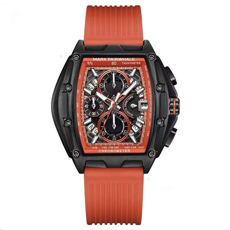 DHgargets Mark Fairwhale Customized New Men's Watch Barrel-shaped Large Dial Hollow FW-5080 Waterproof Function Tonneau Wristwatch Reloj