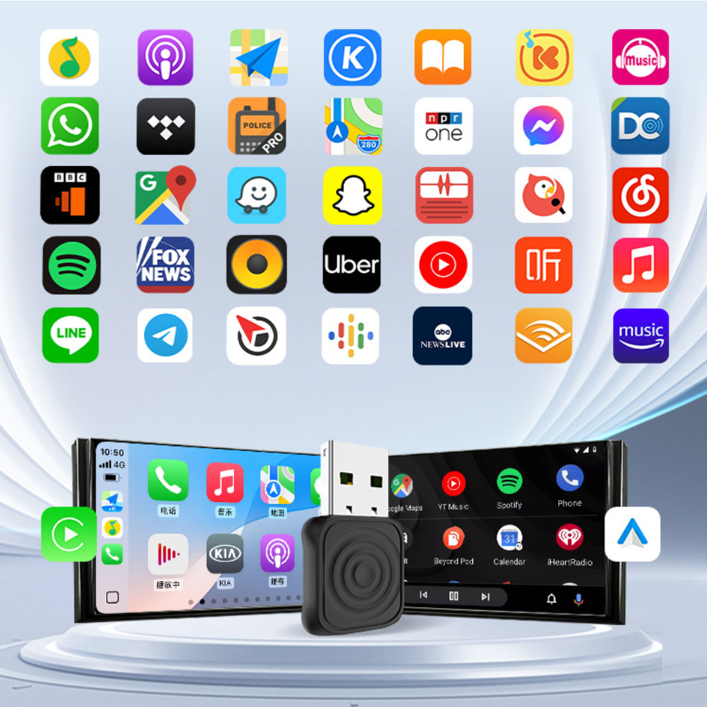 Wireless CarPlay Android Auto Adapter, Plug & Play Universal Fit Dongle For 2000+ Cars. lPhone Android BT WlFl Netflix Youtube Google Maps for car By 