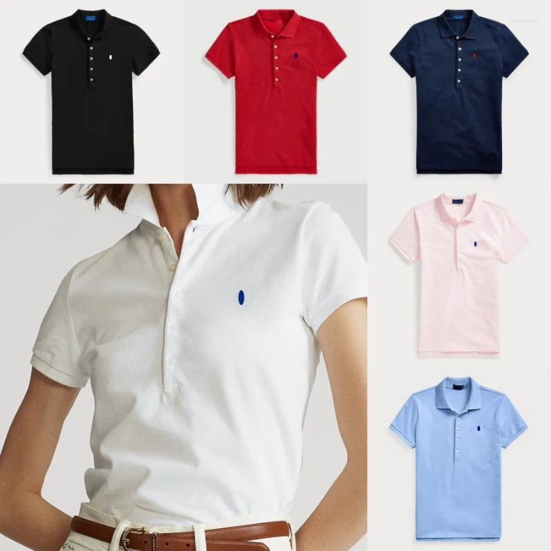Women's Polos Designer T Shirt Womens Tshirt Women Tops Polo Shirts With Collar Short Sleeve Buttons Cotton Horse Embroidery Summer