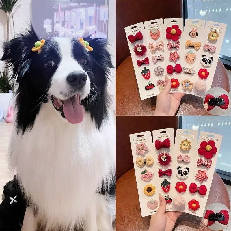 A universal Yorkshire Teddy Maltese headpiece for pet cats and dogs, a broken nose bridge hairpin