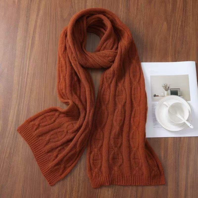 T1010 wool scarf men and women autumn and winter new all-match thick warm knitted wool solid color neck
