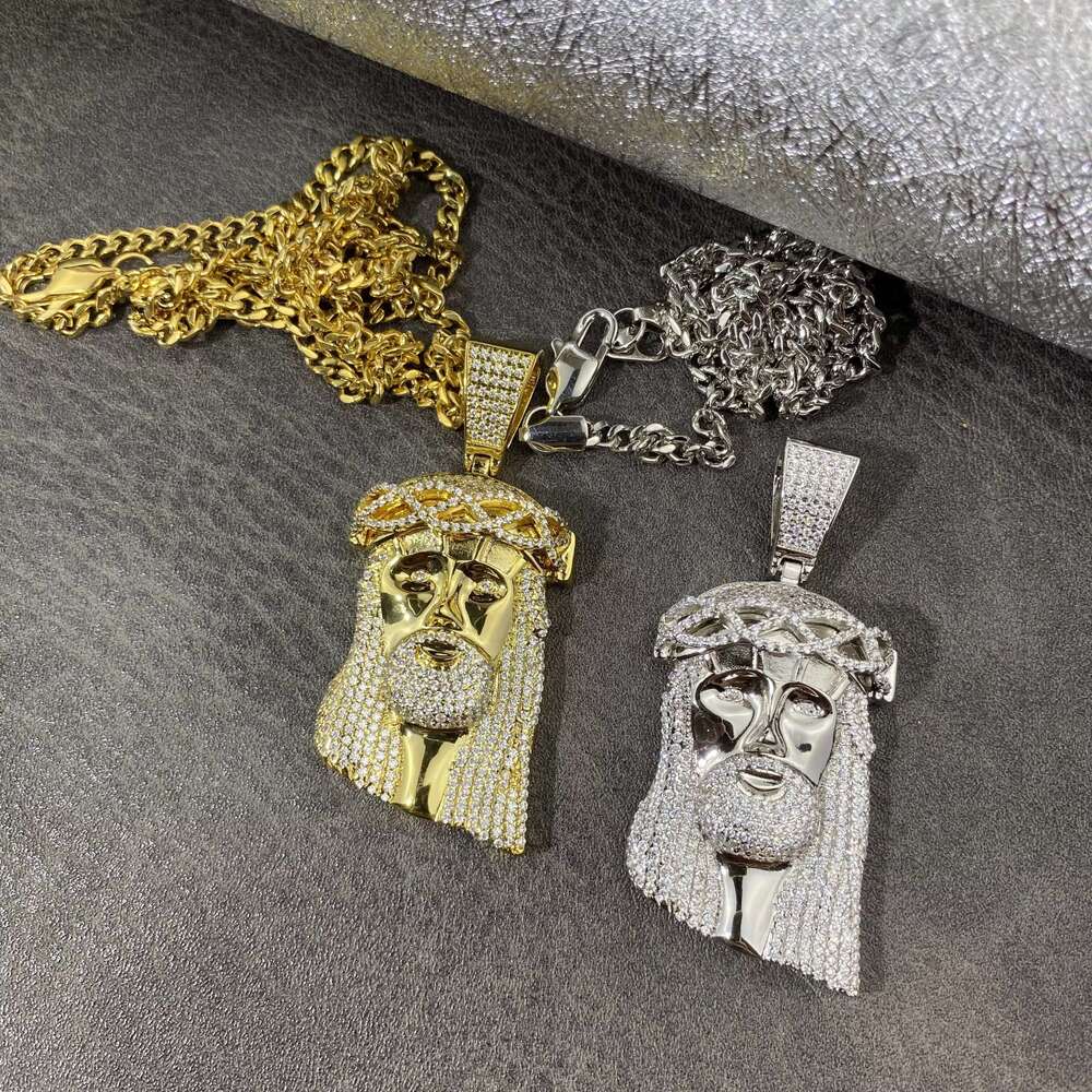 High Quality Jesus Face Iced Out Pendant Hip Hop Jewelry Men Jesus Head Necklace