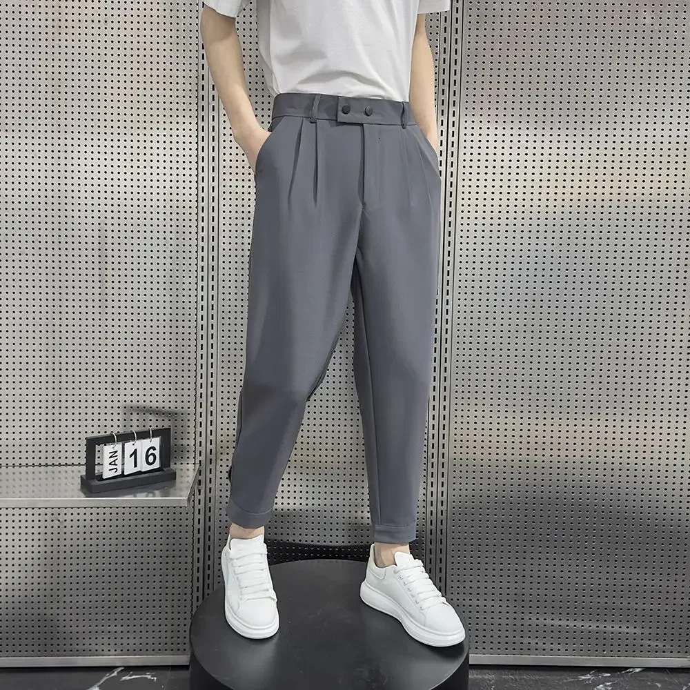 Baggy Trousers for Men Elastic Khaki Man Suits Pants Stretch Spring Clothes Slacks High Quality Fashion Tailoring Summer Up 250619