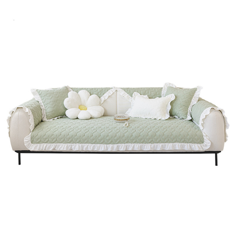 Korean Style Pure Cotton All-Season Non-Slip Seat Cushion Solid Color Light Luxury Cover Fabric Sofa Slipcover