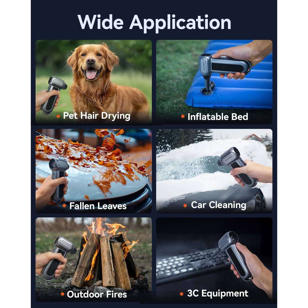 wolfbox mf100 electric duster air blower150000rpm super power rechargeable 3gear brushless motor for car pc home outdoor