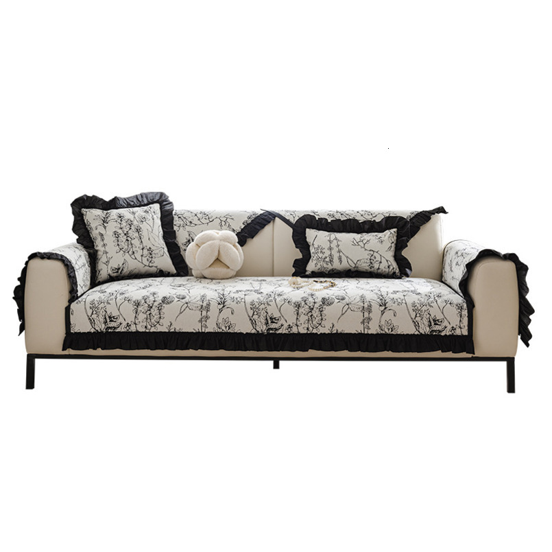 French Country Style Sofa All Seasons 2024 New Non-Slip Light Luxury High-End Chenille Straight Row Seat Cushion