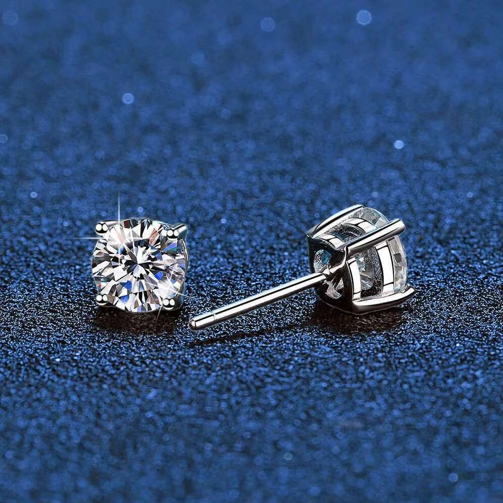 Moissanite Earrings for Women Diamond Ear Studs 925 Sterling Silver Fine Jewelry Gift