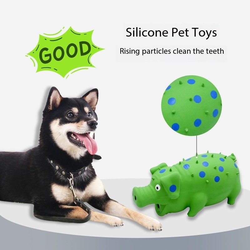 Latex Thorns Pig Dog Toy Bite Resistant for Cleaning Teeth Spots Wholesale Assorted Colors Screaming Pig Design for Chewing Pet Toy 2pcs/Pack