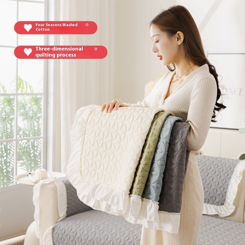 Korean Style Washed Cotton All-Season Fabric Non-Slip High-End Seat Cushion Nordic Simple Sofa Cover Slipcover