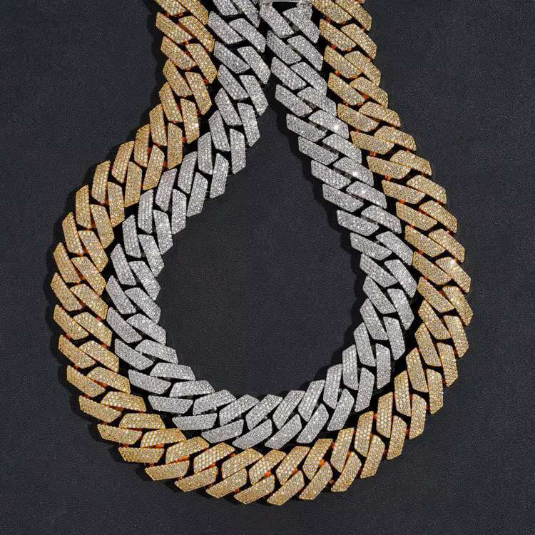 15mm 20mm 18k Gold 925 Sterling Silver Hip Hop Moissanite Diamond Cuban Link Chain Necklace for Men