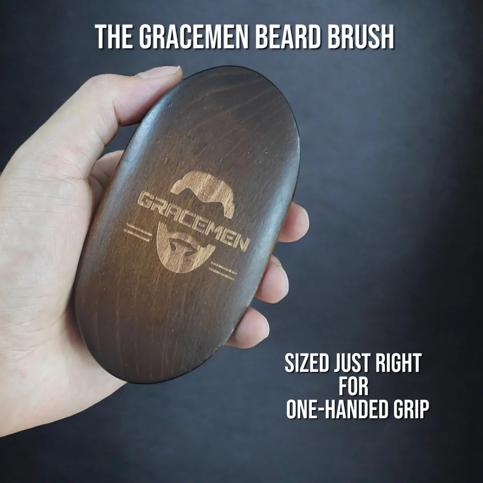 Gracemen Beard Kit - Retro Beard Brush Dark Wooden Comb Stainless Steel Scissors Gift Grooming Set for Men With Storage Bag 250613