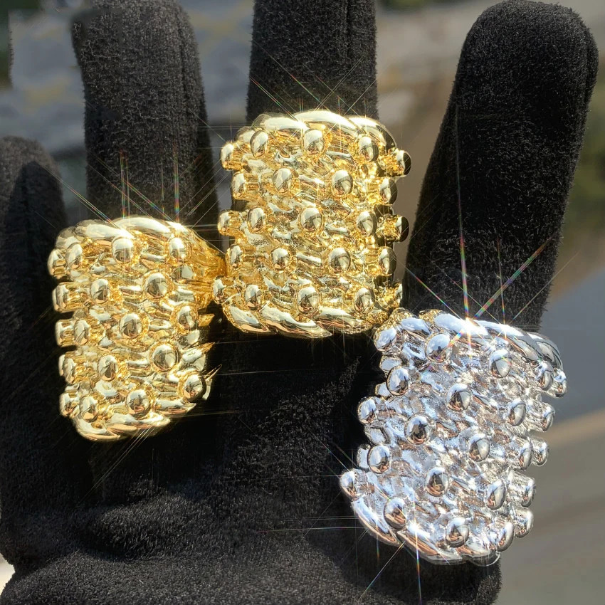 Exaggerated Lava Concavoconvex Gold Rings for Men Silver Color Retro Unique Rings Punk Jewelry Hip Hop Gift Keeper Ring 250618