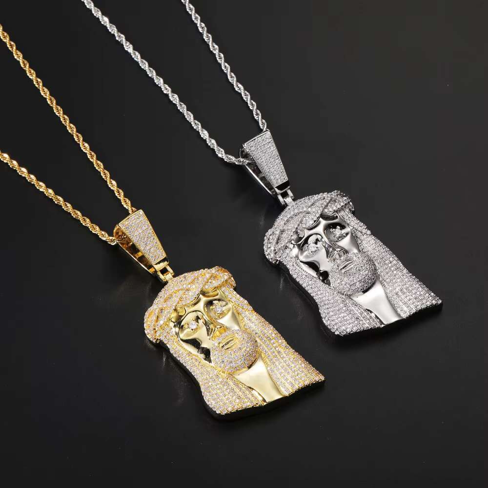 Hip Hop CZ Jesus Charms Necklace Pendant Iced Out 18K Gold Plated Jesus Zircon Diamond Pendant for Men