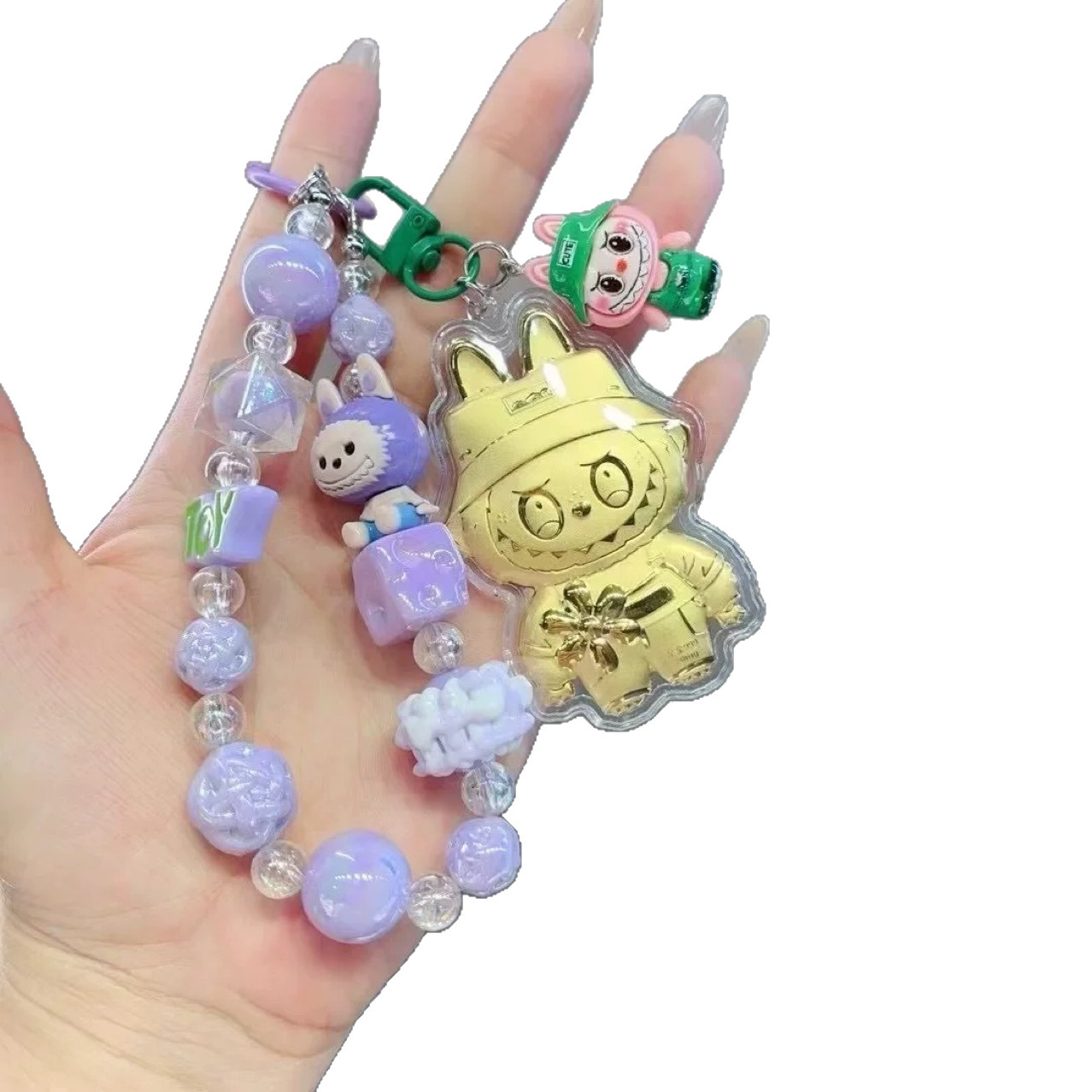 2025 New Cartoon Keychains Doll Lanyards for Keys 999 Pure Gold Bag Pendant Gift Bead Chain Phone Chain Bag Pendant Keychain Gift