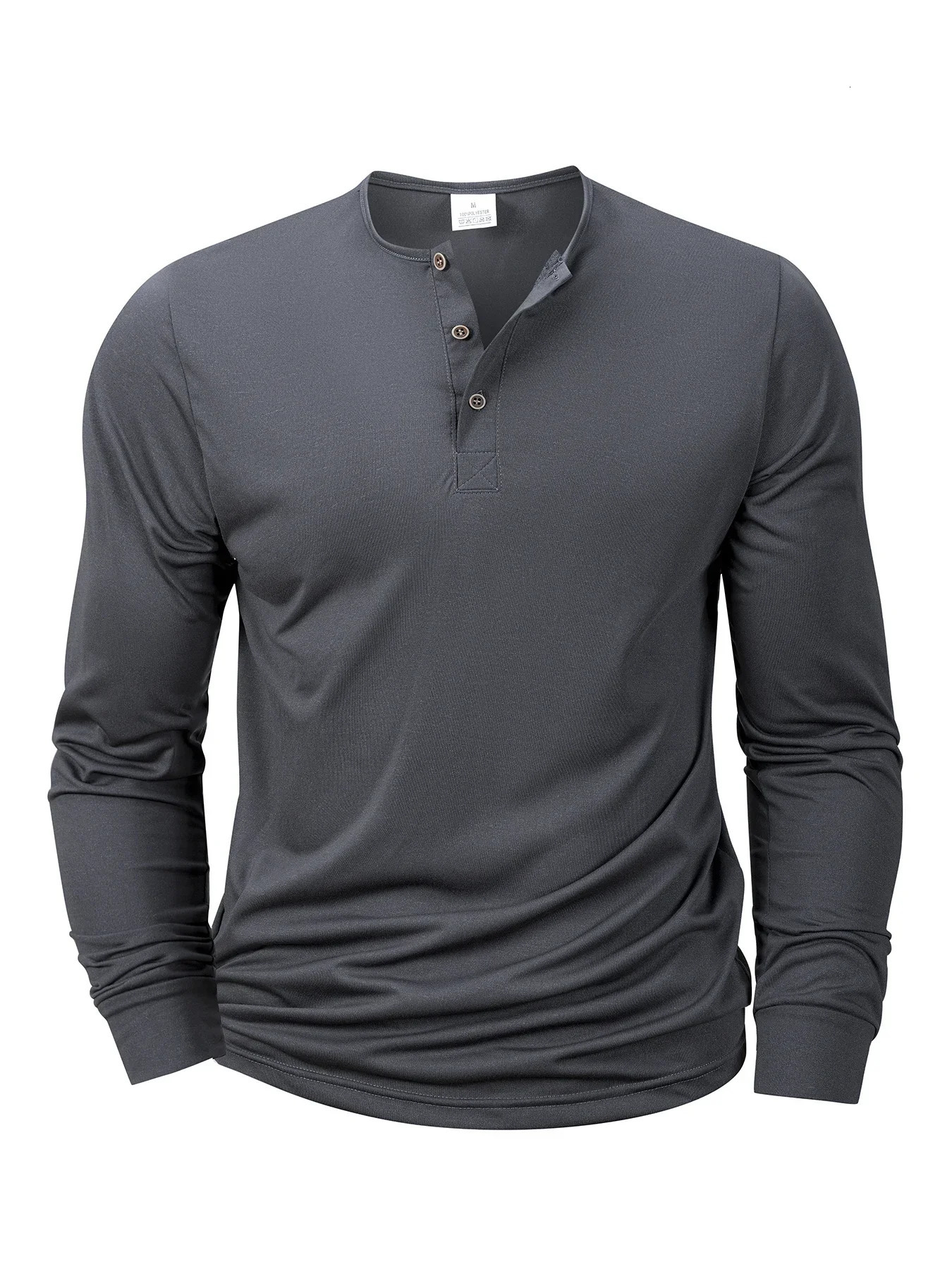 Mens Long Sleeve Henley V-neck Lightweight Long sleeves Casual Cotton Slim Fit Basic Loose Fitness Sports Breathable Top 250614