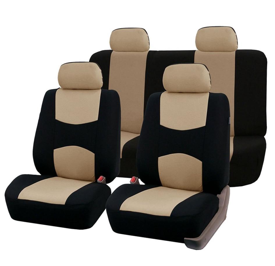 Car Seat Covers Full Set In Beige Black Front Rear Split Bench Protection Universal Truck Van SUV A4 B8 Cushions Auto Accessories1751583