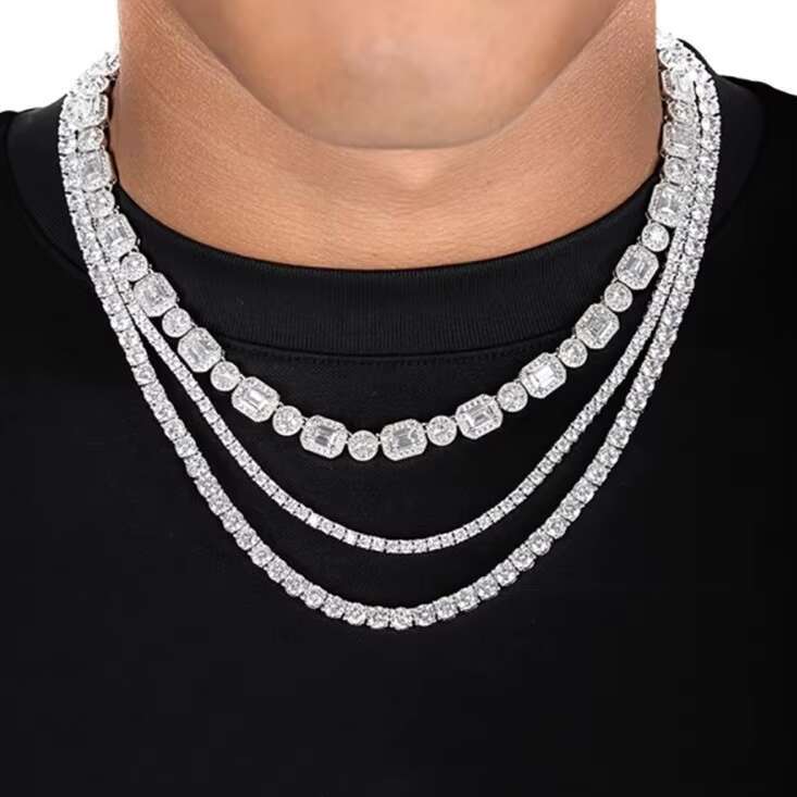 925 Sterling Silver VVS Moissanite Cuban Chain Hip Hop Rapper Style Gold Plated with Diamond Chain for Men