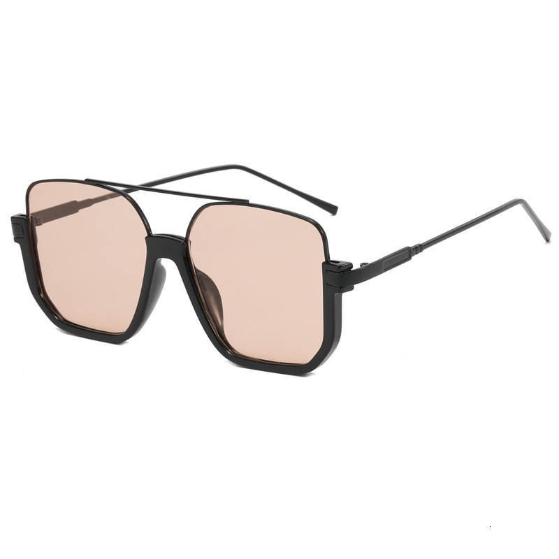Large Frame Square Brown Sunglasses Flattering for Round Faces Thin Frame Influencer Street Style Versatile UV Protection Luxury Eyewear for Women