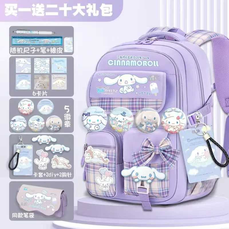 Sanrio Cinnamoroll Schoolbag Cartoon Kuromi Bag Burden Reduction Lightweight High Capacity Children Backpack School Supplies w250714