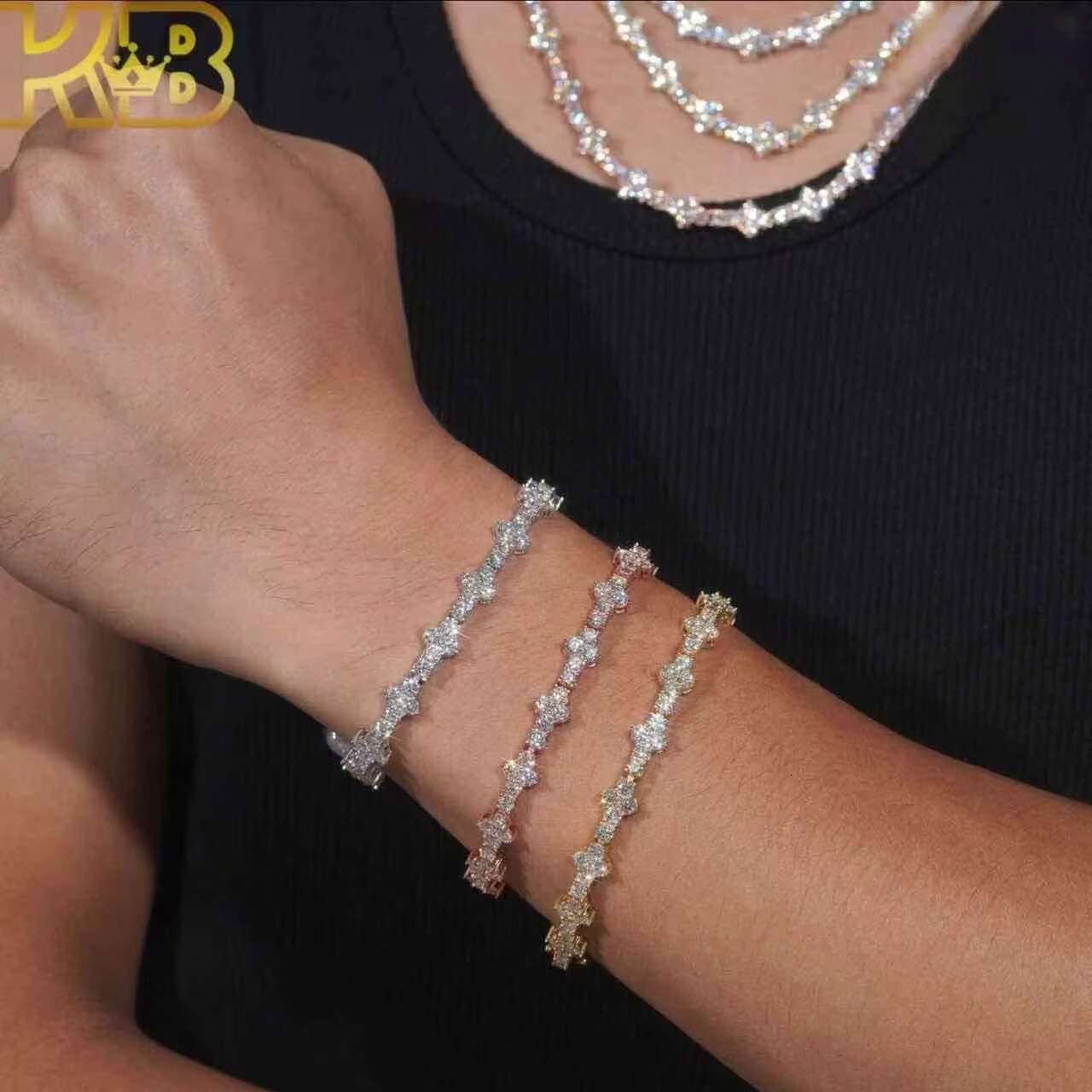 925 Sterling Silver Diamond Chain Hip Hop Vvs Moissanite Chain Fashion Trends Iced Out Tennis Necklace