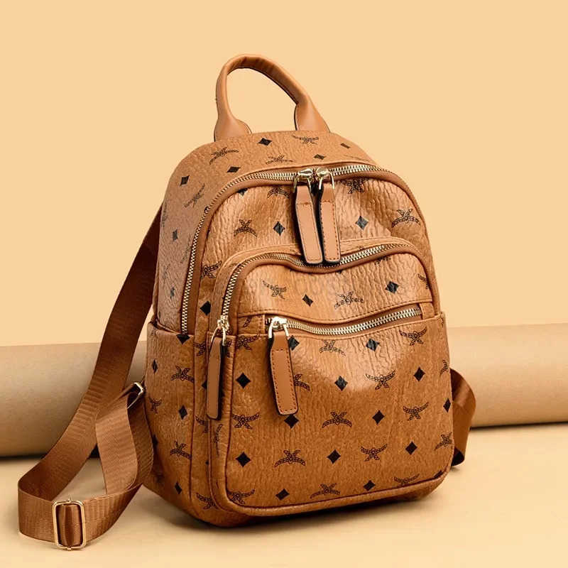 DISNEY Lady Licensed Disney Mickey Vintage Brown Backpack Multi-Pocket School Bag Playful Daily Organizer Leather Accents Comfort New W250620