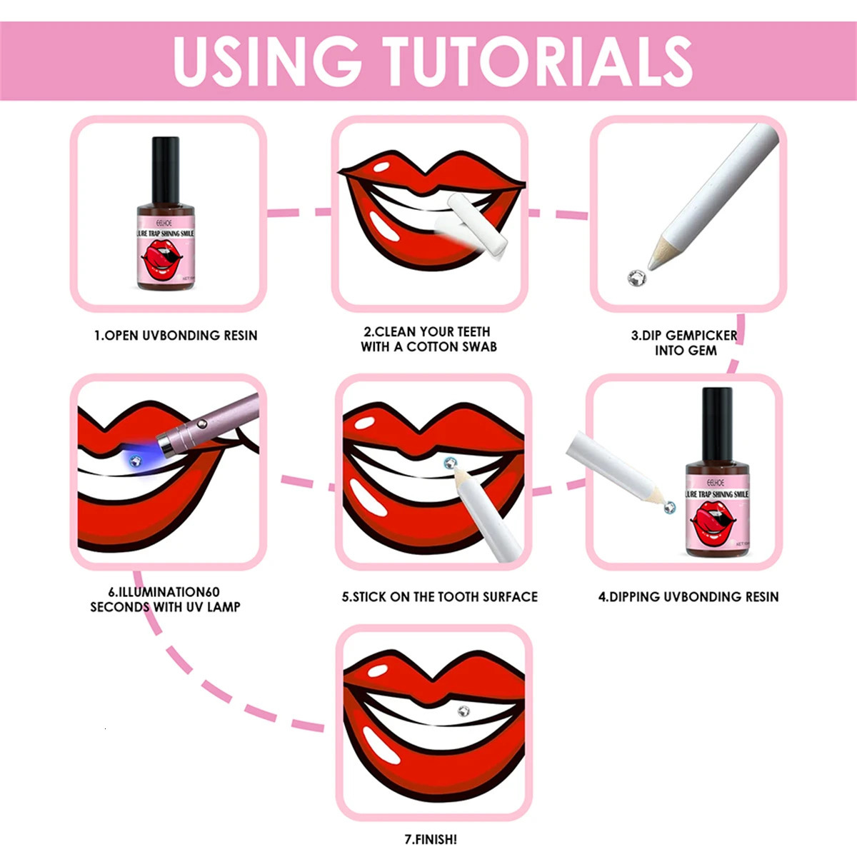 Tooth Jewelry Kit DIY Teeth Gems With Glues And Light Firm Reliable Clear Stone Crystal Ornaments Jewellery 250613