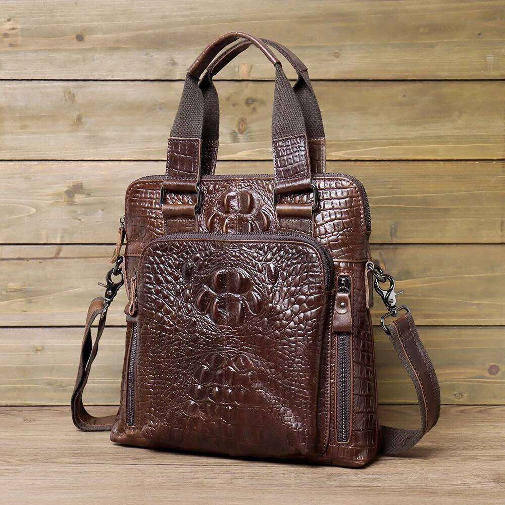2024 New Genuine Men Handbag Crossbody Bag Casual Alligator Cow Leather Men's Messenger Vintage Shoulder Handbags Bags