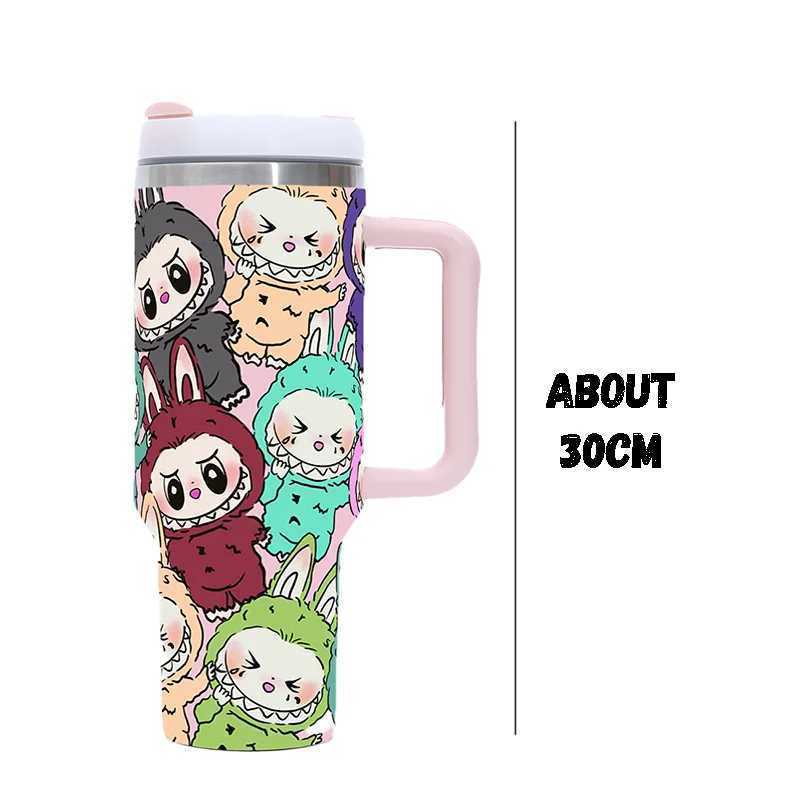 New Labubu 40Oz Stainless Steel Drum Type Tibial Drive Insulated Cup with Straw and Lid Large Capacity Car Cup for Outdoor T250620