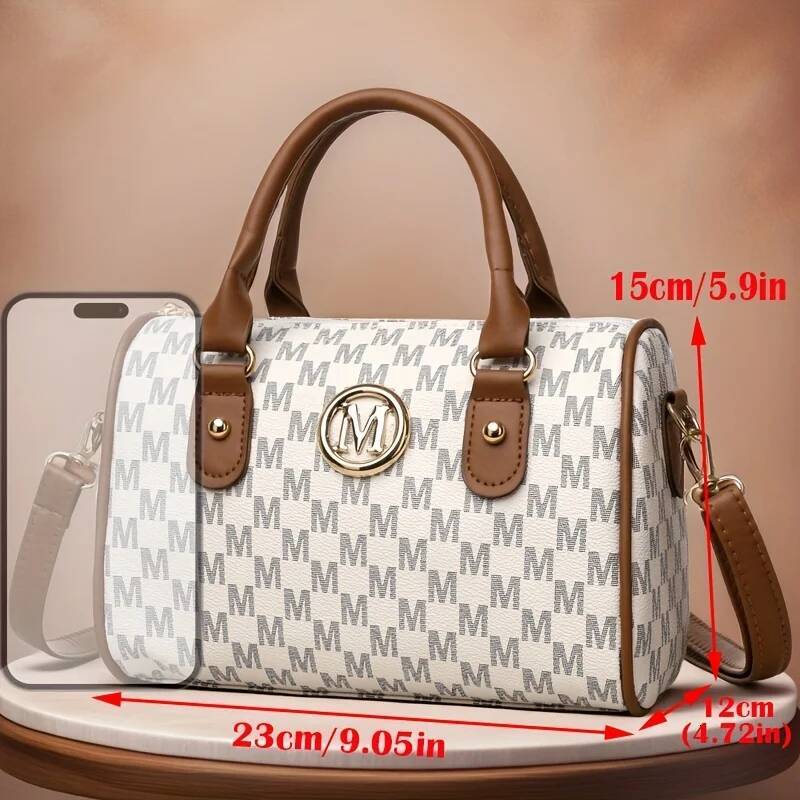 DHGM DHGM Women's Small Shoulder Crossbody Bag with Golden "M" Design, Synthetic Faux Leather Purse for Work, Travel, Parties & Gifts