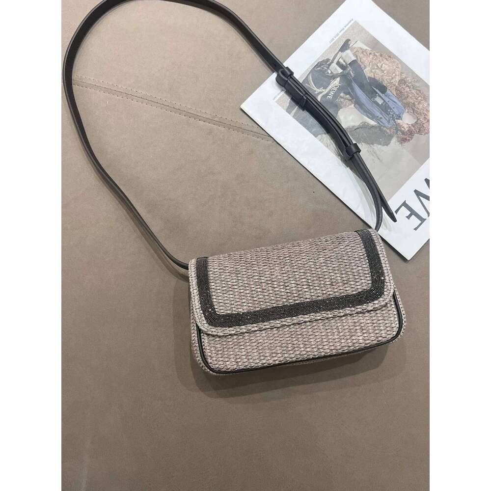 Spring Summer Casual Natural Straw Leather Shoulder Strap Bag