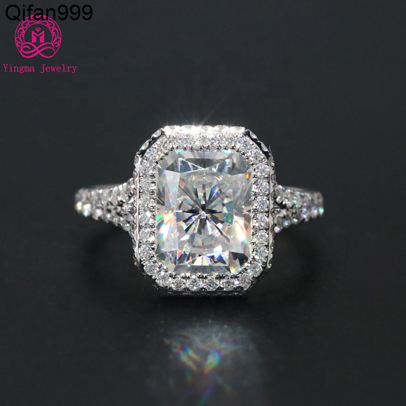 Luxury Mosanite Jewelry Women Wedding Ring 14K Solid Gold Jewelry 3 Carats Radiant Cut Moissanite Diamond Ring for Engagement