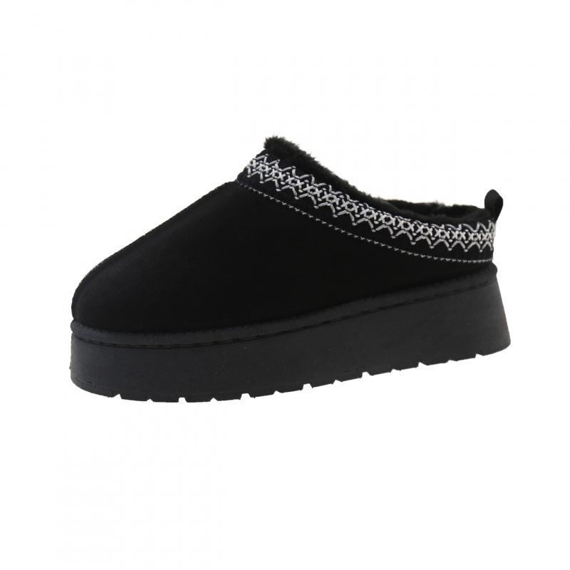 2025 new European Women's Snow Boots Winter Fashion One-piece Enclosed-toe Slippers Platform Thick-soled Warm Cotton Shoes for Women